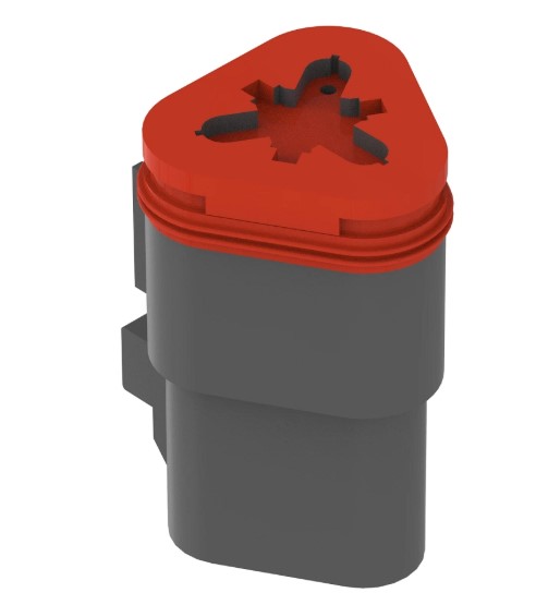Gray Internal Electrical Connector Assembly - 3 Cavities - 57M7627