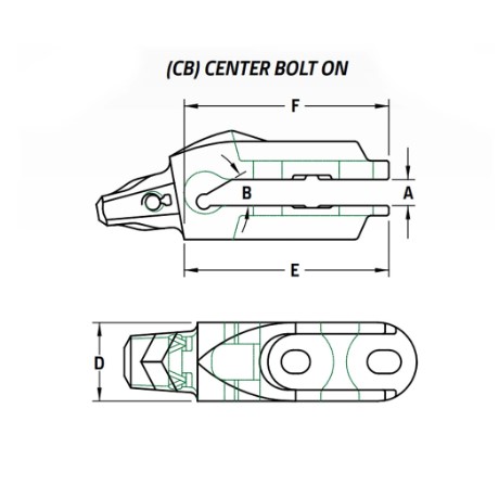Weld-On Tooth Adapter - Center - TK350C125